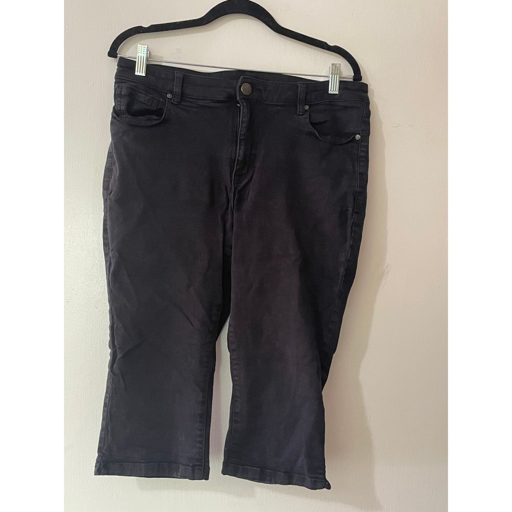 Lane‎ Bryant Denim Women's Black Capri Jeans Cropped Stretch Pants Plus Size 14